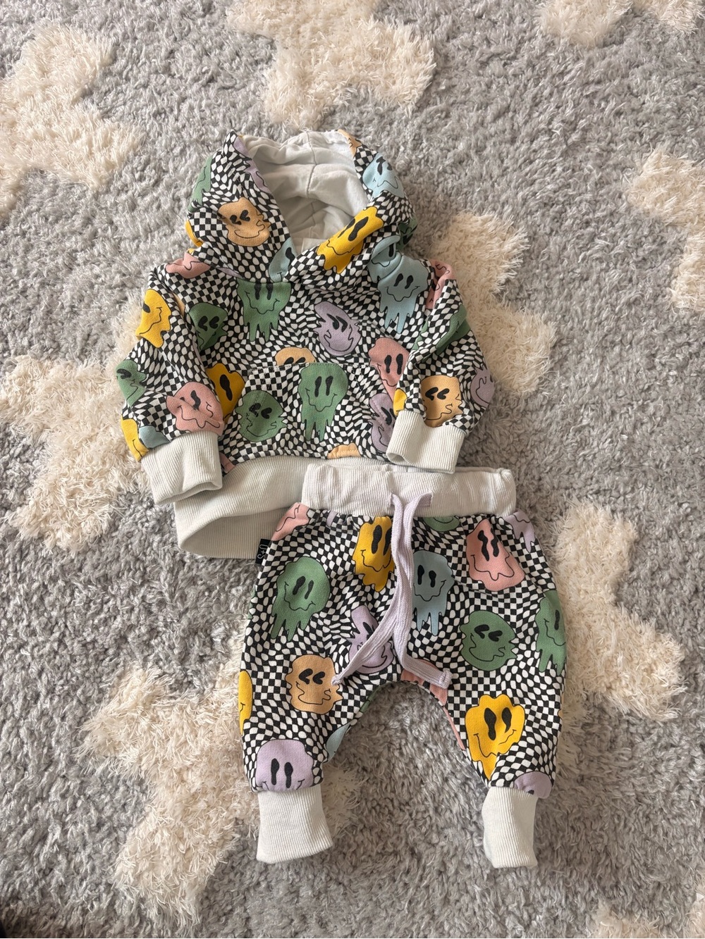 Kids Multicolor Smiley Hoodie & Jogger Set